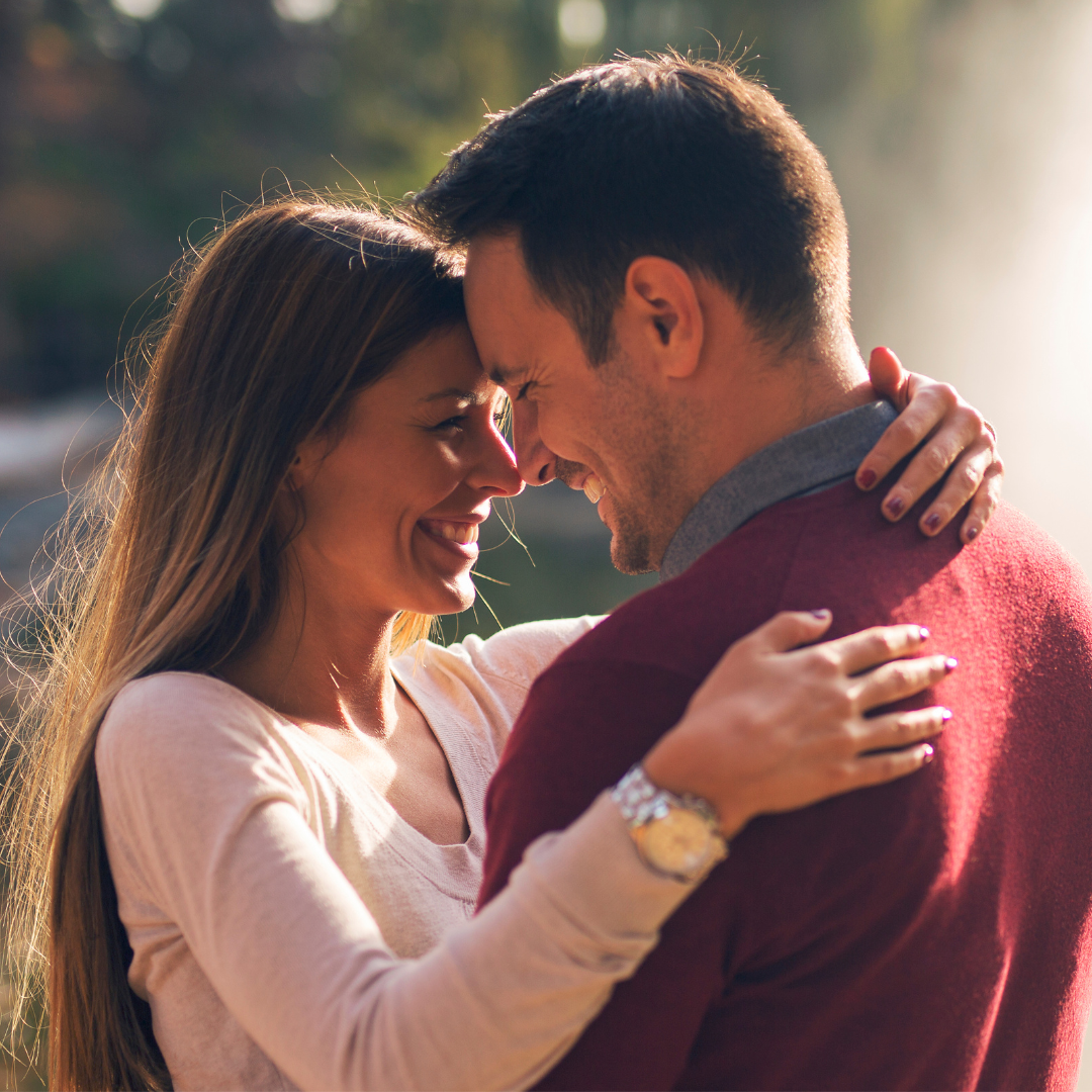 A couple embracing on Valentine's Day